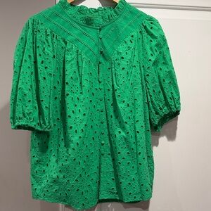 Emerald Green Eyelet Blouse
